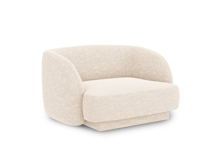 MICADONI Miley lenestol, m armlener, 1 sete - beige chenille og sort plast