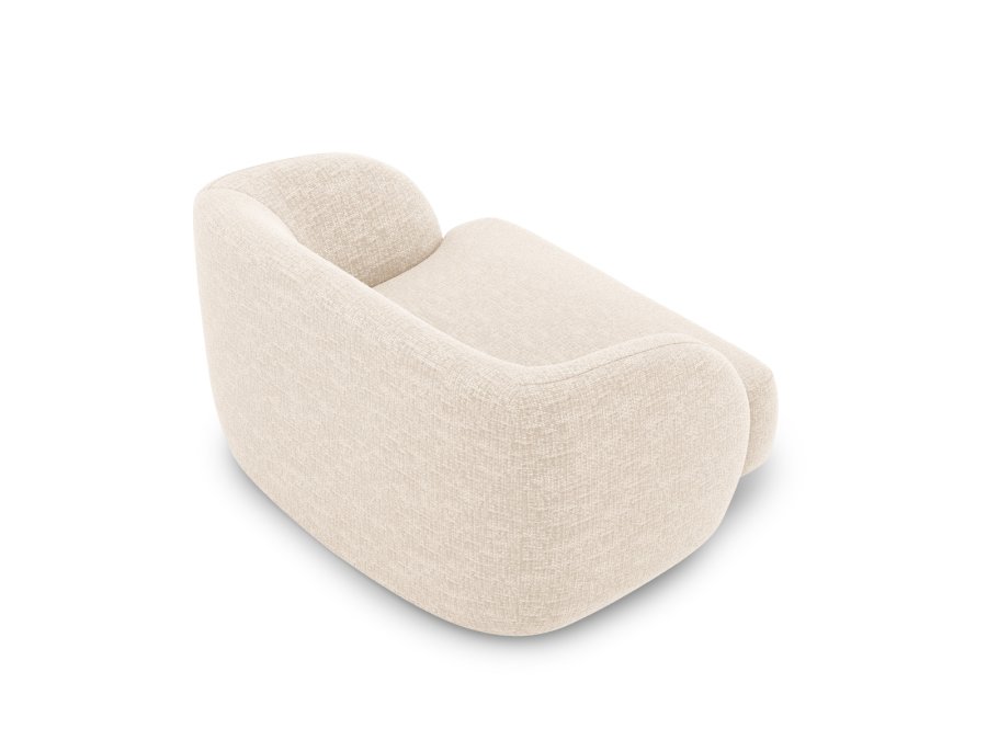 MICADONI Miley lenestol, m armlener, 1 sete - beige chenille og sort plast