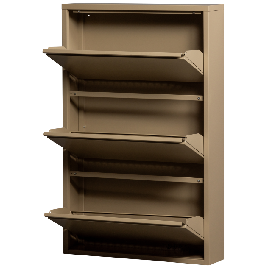 WOOOD Sabine skoskab, m. 3 rum - sand metal