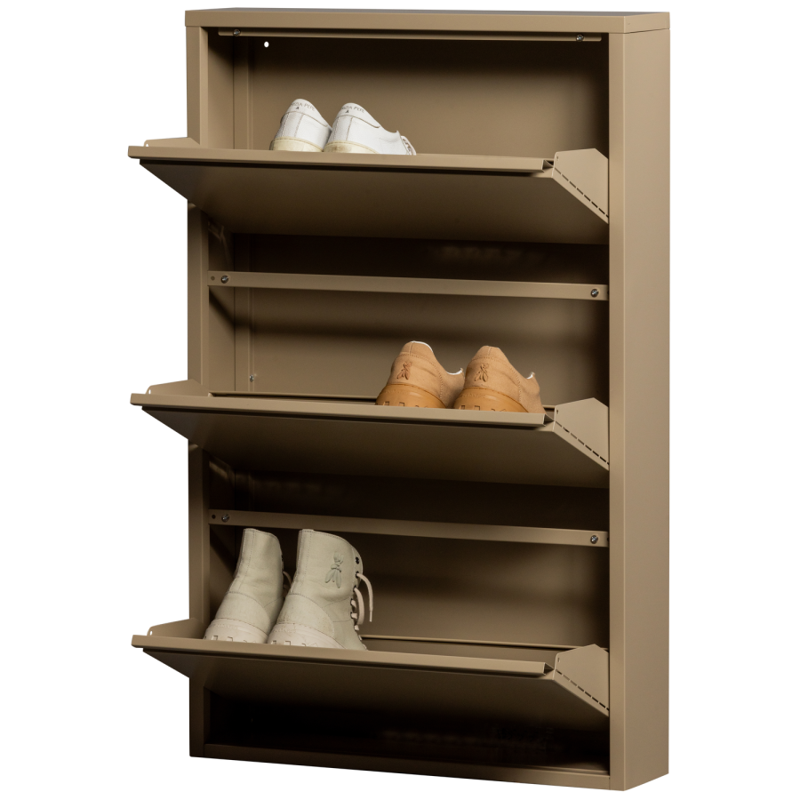 WOOOD Sabine skoskab, m. 3 rum - sand metal