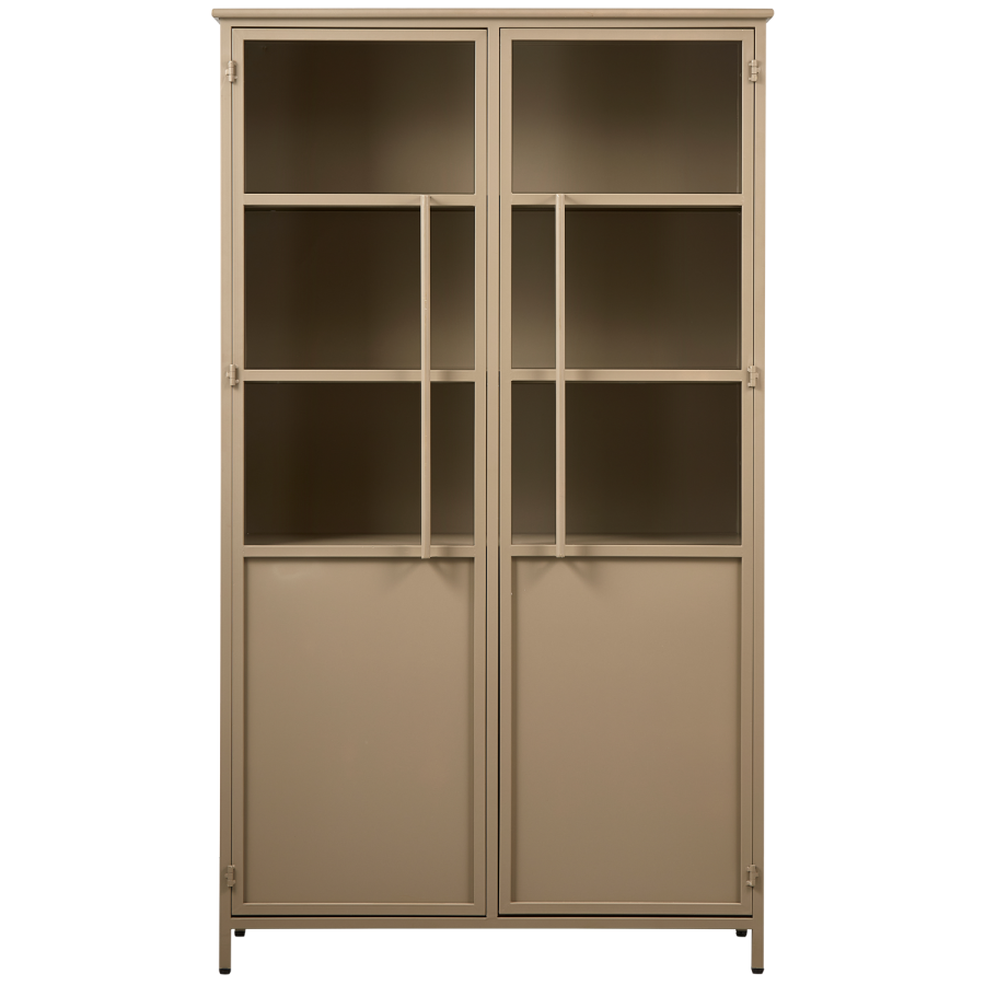 WOOOD Exhibit vitrineskab, m. 2 lger og 4 hylder - glas og khaki jern