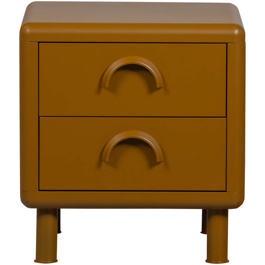 WOOOD Rune natbord, m. 2 skuffer - honninggul metal (42x42)