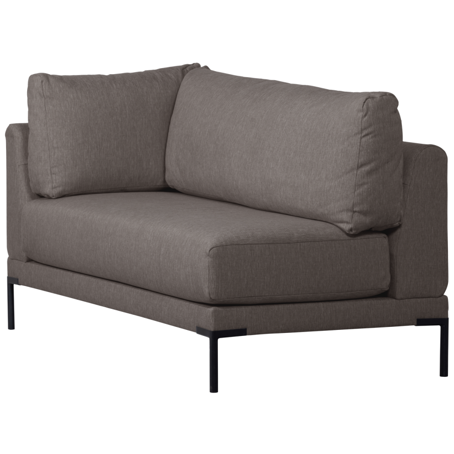 WOOOD Couple spisebnk, hjrne, hjre, m. hynder - gr meleret melange stof og sorte ben