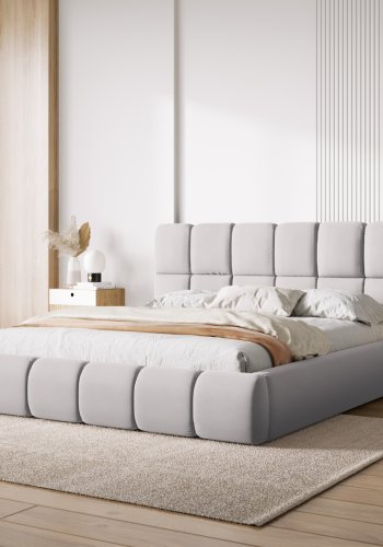 MICADONI Bellis sengeramme, med sengegavl og lameller - slv flyel og svart plast (180x200)