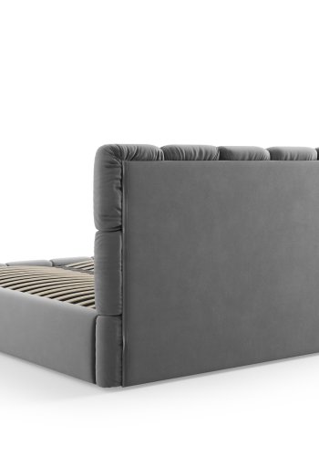 MICADONI Bellis Bettrahmen, mit Kopfteil und Lattenrost - grauer Samt und schwarzer Kunststoff (180x200)