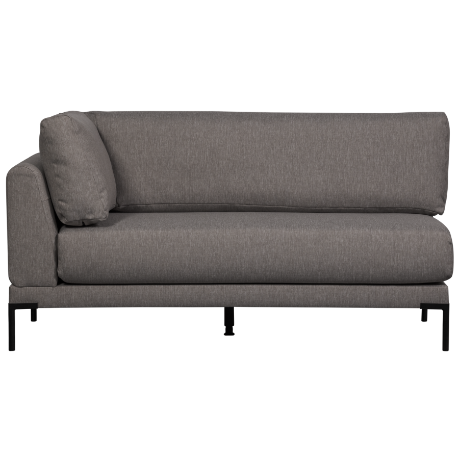 WOOOD Couple spisebnk, hjrne, hjre, m. hynder - gr meleret melange stof og sorte ben