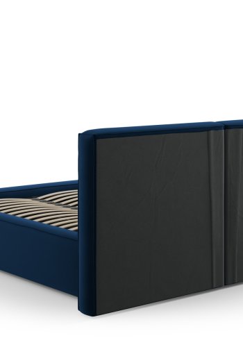 MICADONI Jodie sengeramme, med sengegavl og lameller - bl flyel og svart plast (140x200)