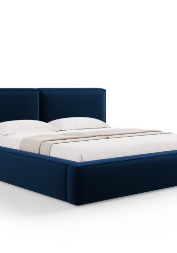 MICADONI Jodie sengeramme, med sengegavl og lameller - bl flyel og svart plast (180x200)