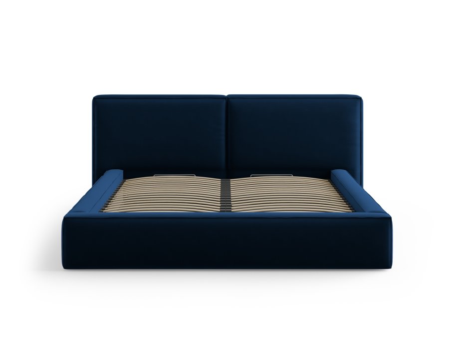 MICADONI Jodie sengeramme, med sengegavl og lameller - bl flyel og svart plast (180x200)