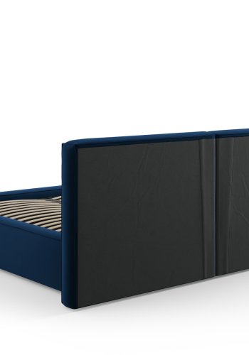 MICADONI Jodie sengeramme, med sengegavl og lameller - bl flyel og svart plast (180x200)