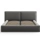 MICADONI Jodie Bettrahmen, mit Kopfteil und Lattenrost - grauer Samt und schwarzer Kunststoff (180x200)