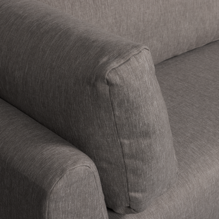 WOOOD Couple spisebnk, hjrne, hjre, m. hynder - gr meleret melange stof og sorte ben