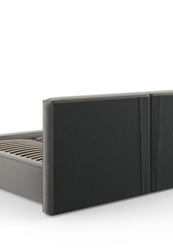 MICADONI Jodie Bettrahmen, mit Kopfteil und Lattenrost - grauer Samt und schwarzer Kunststoff (180x200)