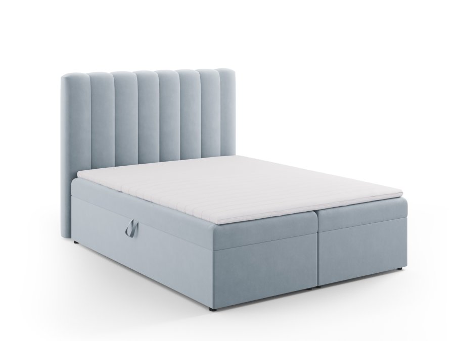 MICADONI Kelp Boxspring seng, med hodegjerde, Boxspring/madrass, overmadrass - bl flyel (200x160)