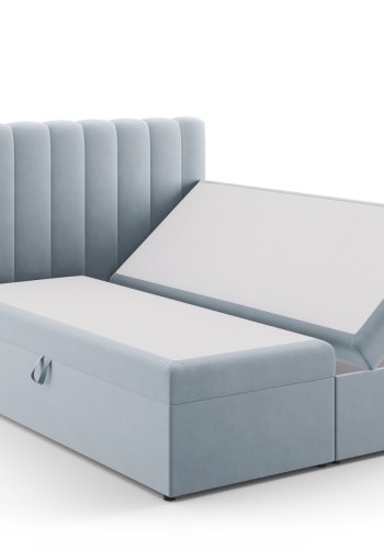 MICADONI Kelp Boxspring seng, med hodegjerde, Boxspring/madrass, overmadrass - bl flyel (200x160)