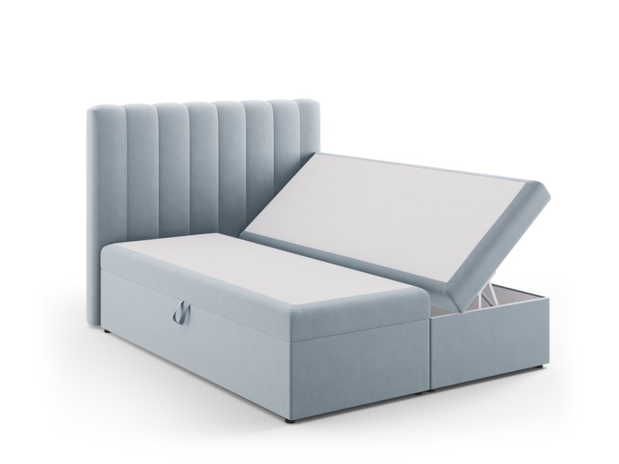 MICADONI Kelp Boxspring seng, med hodegjerde, Boxspring/madrass, overmadrass - bl flyel (200x160)