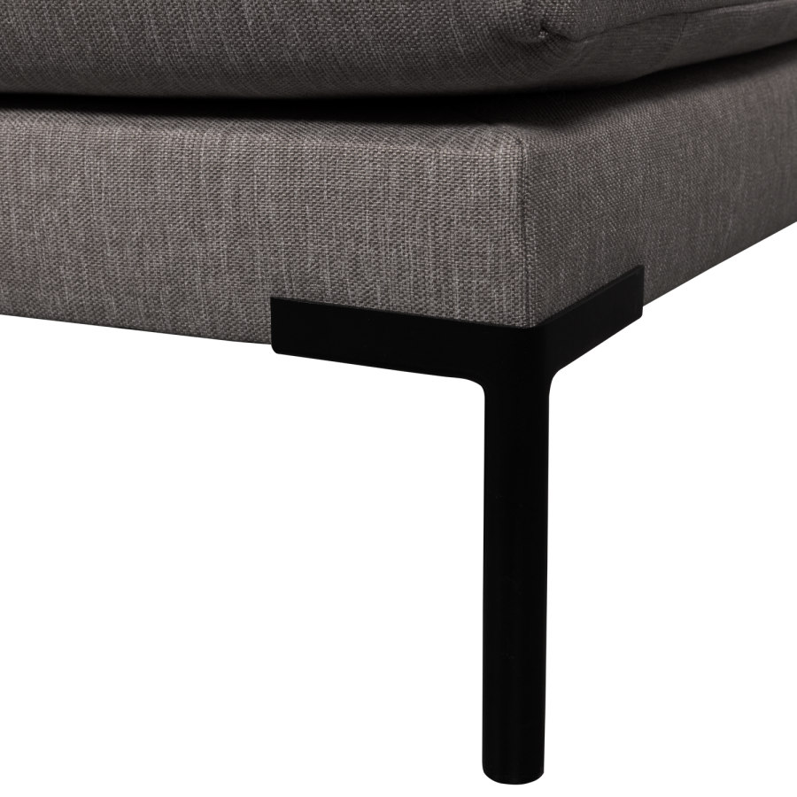 WOOOD Couple spisebnk, hjrne, hjre, m. hynder - gr meleret melange stof og sorte ben