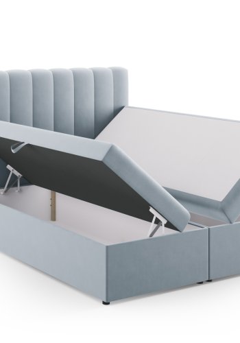 MICADONI Kelp Boxspring seng, med hodegjerde, Boxspring/madrass, overmadrass - bl flyel (200x160)