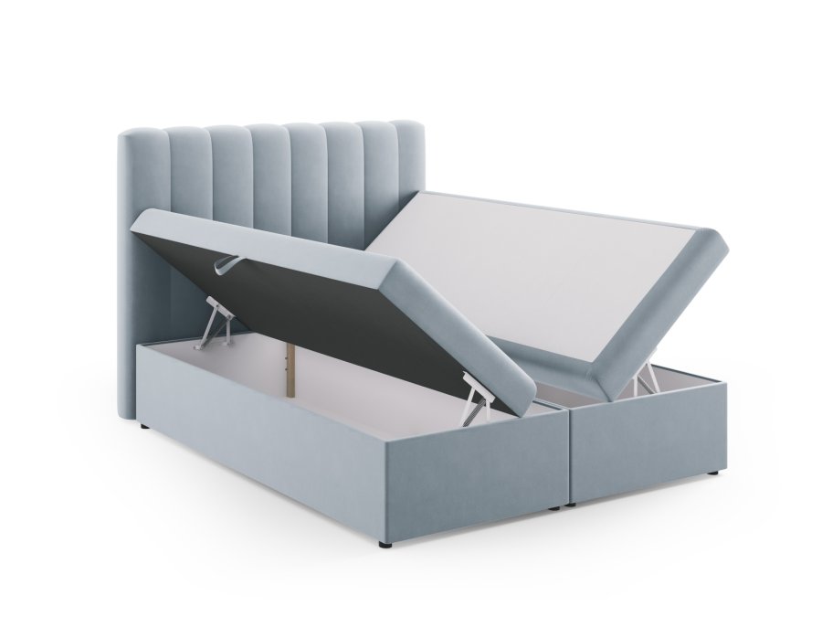 MICADONI Kelp Boxspring seng, med hodegjerde, Boxspring/madrass, overmadrass - bl flyel (200x160)