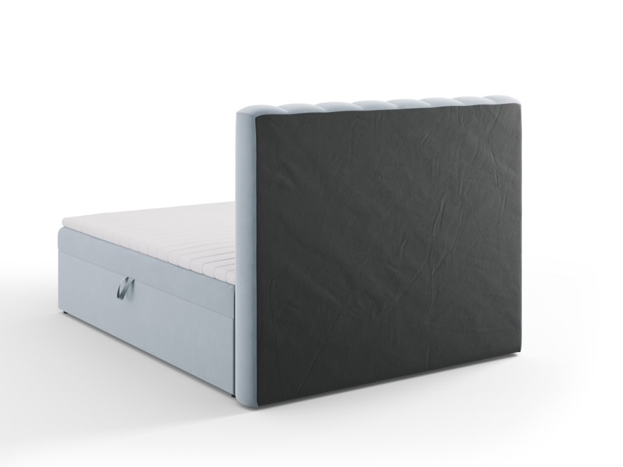 MICADONI Kelp Boxspring seng, med hodegjerde, Boxspring/madrass, overmadrass - bl flyel (200x160)