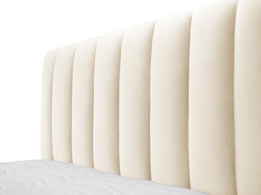 MICADONI Kelp sngram, med snggavel och lameller - beige sammet och svart plast (140x200)