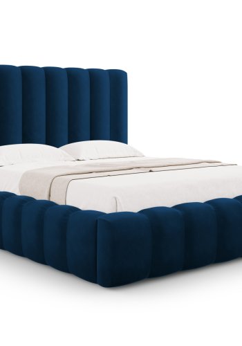 MICADONI Kelp sengeramme, med sengegavl og lameller - bl flyel og svart plast (140x200)