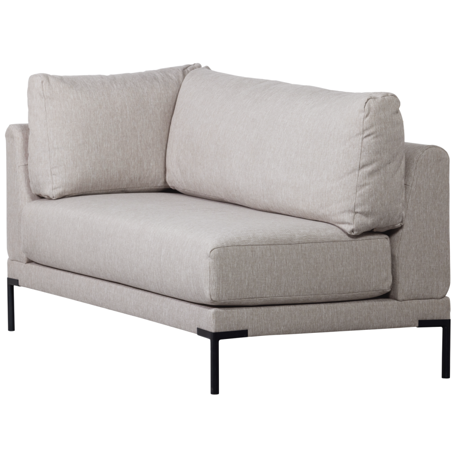 WOOOD Couple spisebnk, hjrne, hjre, m. hynder - lysegr meleret melange stof og sorte ben