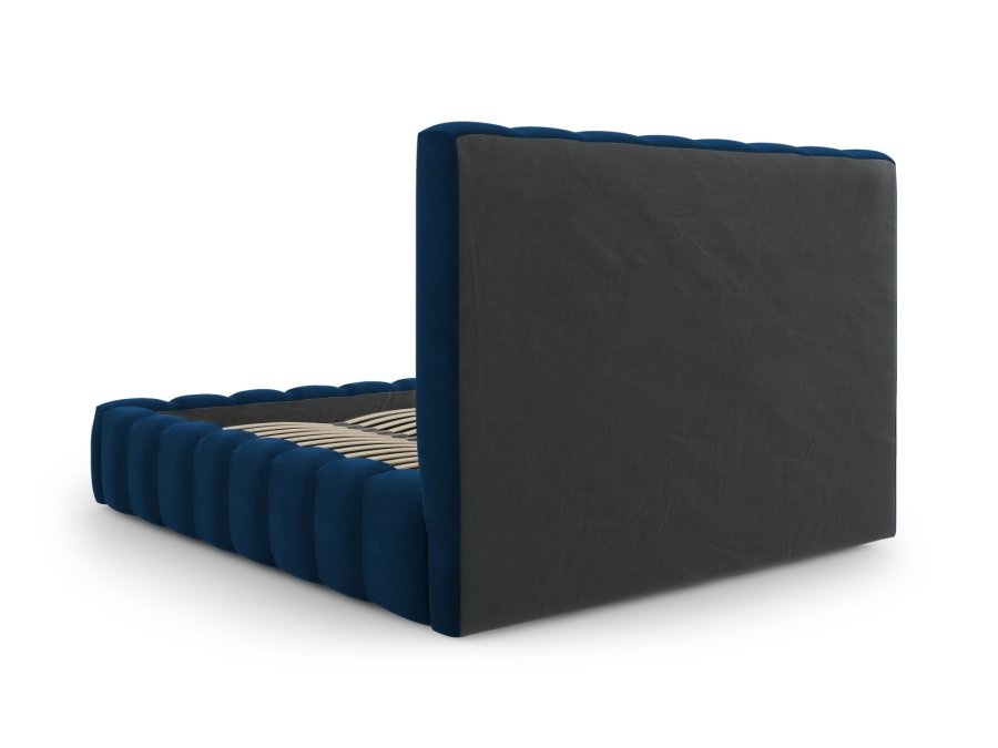 MICADONI Kelp sengeramme, med sengegavl og lameller - bl flyel og svart plast (140x200)