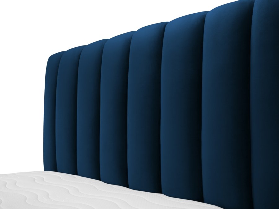 MICADONI Kelp sengeramme, med sengegavl og lameller - bl flyel og svart plast (140x200)