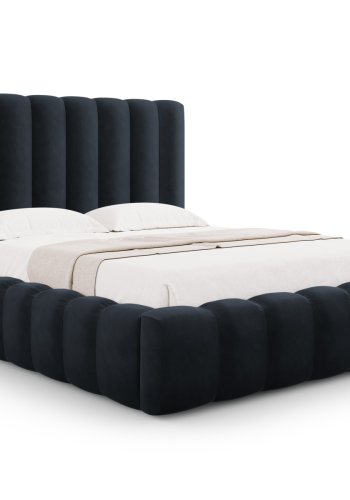 MICADONI Kelp sengeramme, med sengegavl og lameller - bl flyel og svart plast (160x200)