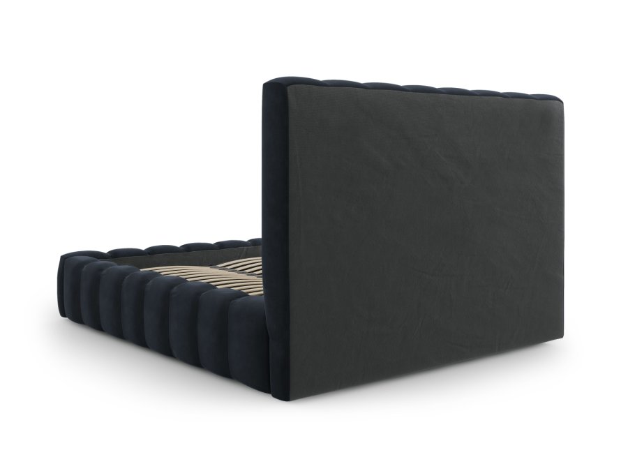 MICADONI Kelp sengeramme, med sengegavl og lameller - bl flyel og svart plast (160x200)