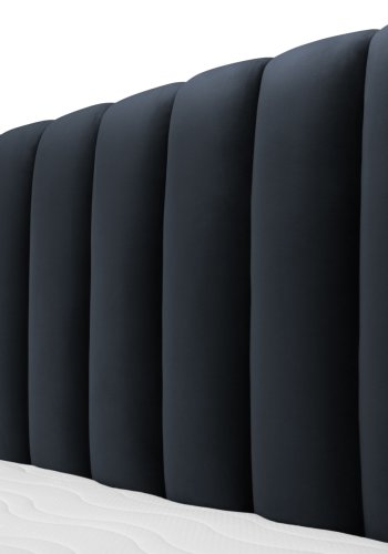MICADONI Kelp sengeramme, med sengegavl og lameller - bl flyel og svart plast (160x200)