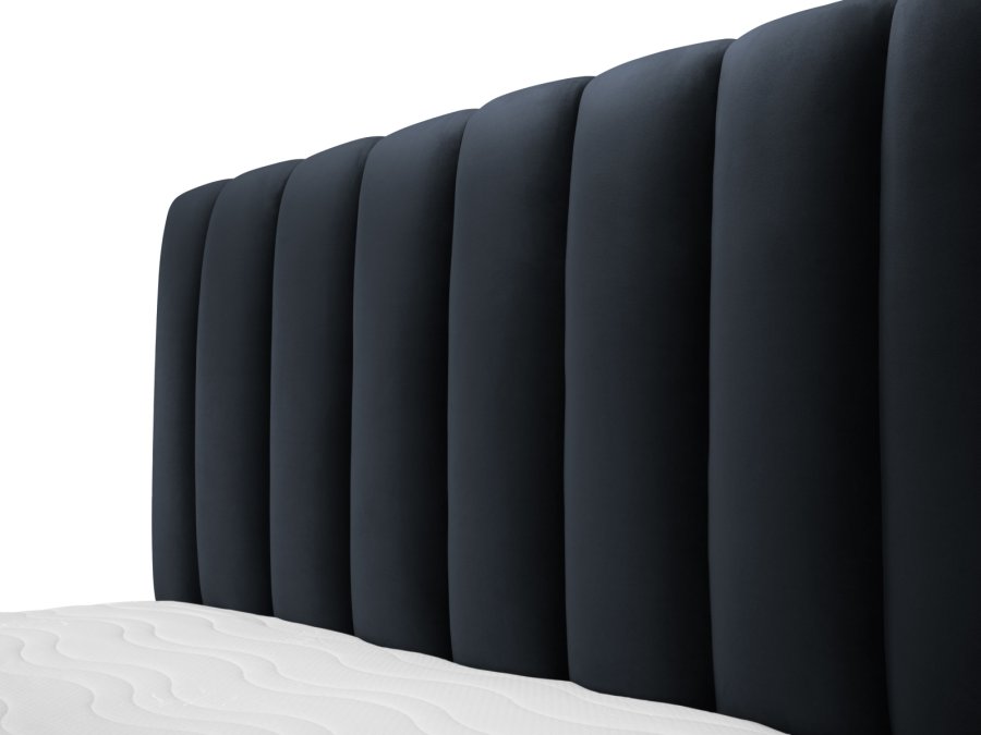 MICADONI Kelp sengeramme, med sengegavl og lameller - bl flyel og svart plast (160x200)