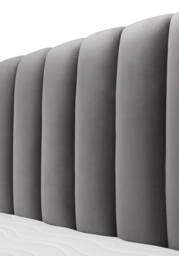 MICADONI Kelp sengeramme, med sengegavl og lameller - gr flyel og svart plast (160x200)