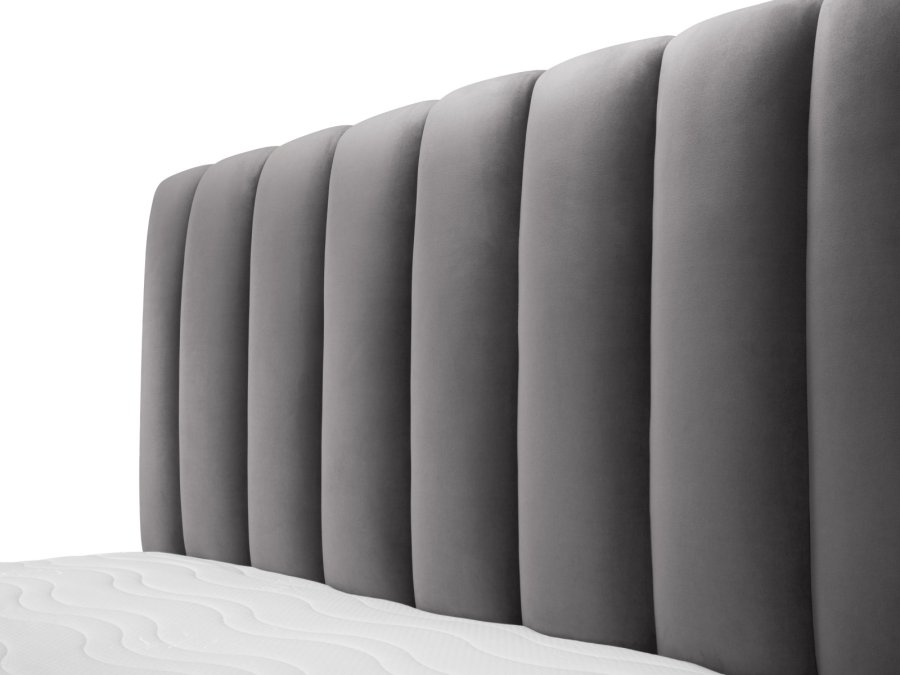 MICADONI Kelp sengeramme, med sengegavl og lameller - gr flyel og svart plast (160x200)