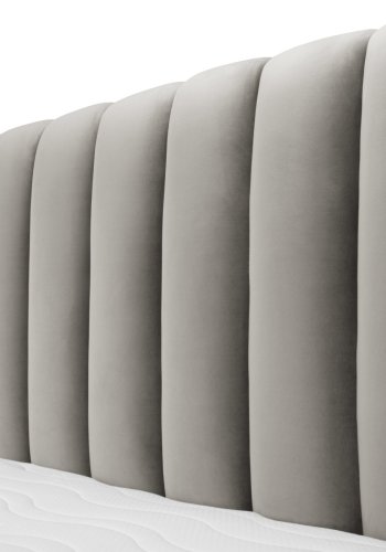 MICADONI Kelp sengeramme, med sengegavl og lameller - gr flyel og svart plast (180x200)