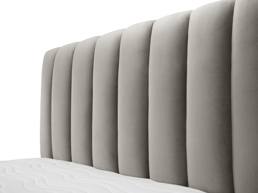 MICADONI Kelp sengeramme, med sengegavl og lameller - gr flyel og svart plast (180x200)