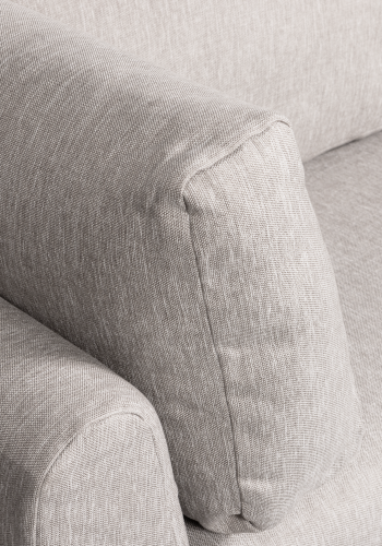 WOOOD Couple spisebnk, hjrne, hjre, m. hynder - lysegr meleret melange stof og sorte ben