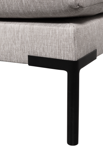 WOOOD Couple spisebnk, hjrne, hjre, m. hynder - lysegr meleret melange stof og sorte ben