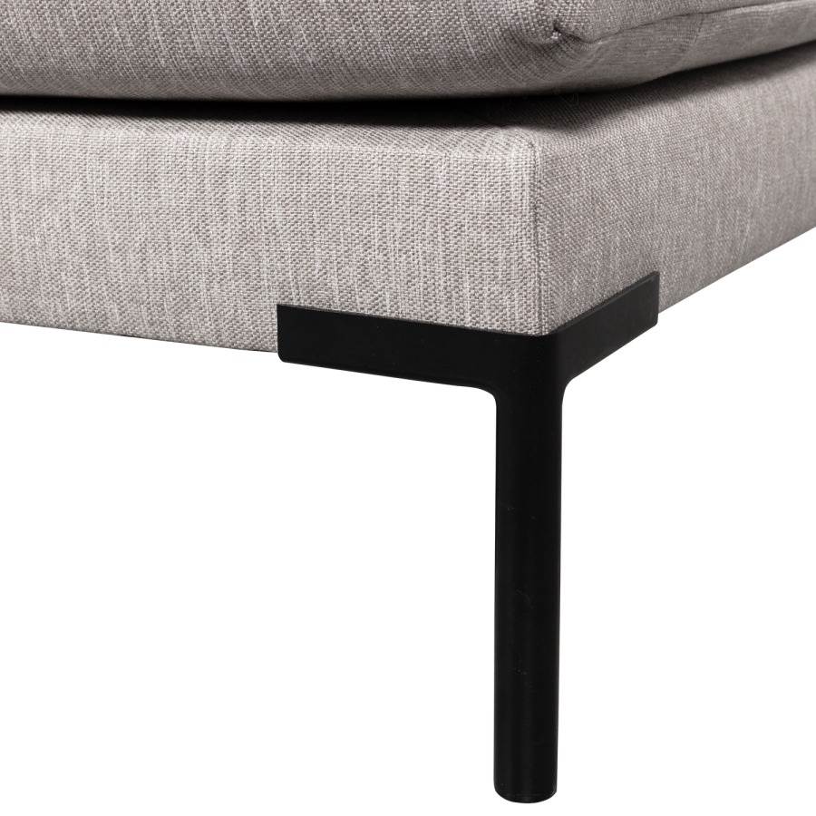 WOOOD Couple spisebnk, hjrne, hjre, m. hynder - lysegr meleret melange stof og sorte ben