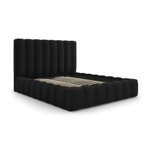 MICADONI Kelp sengeramme, m. sengegavl og lameller - sort fljl og sort plast (200x200)