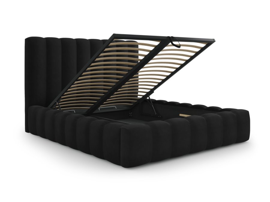 MICADONI Kelp sngram, med snggavel och lameller - svart sammet och svart plast (200x200)