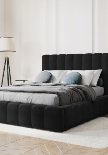 MICADONI Kelp sngram, med snggavel och lameller - svart sammet och svart plast (200x200)