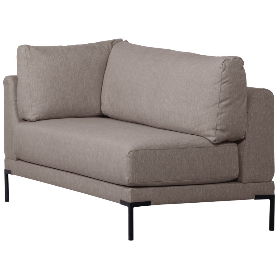 WOOOD Couple spisebnk, hjrne, hjre, m. hynder - taupe meleret melange stof og sorte ben