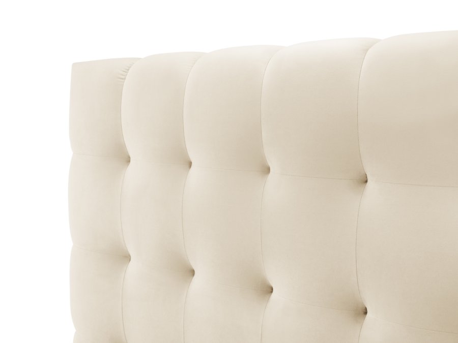 MICADONI Mamaia sengeramme, med dobbel sengegavl og lameller - beige flyel (140x200)