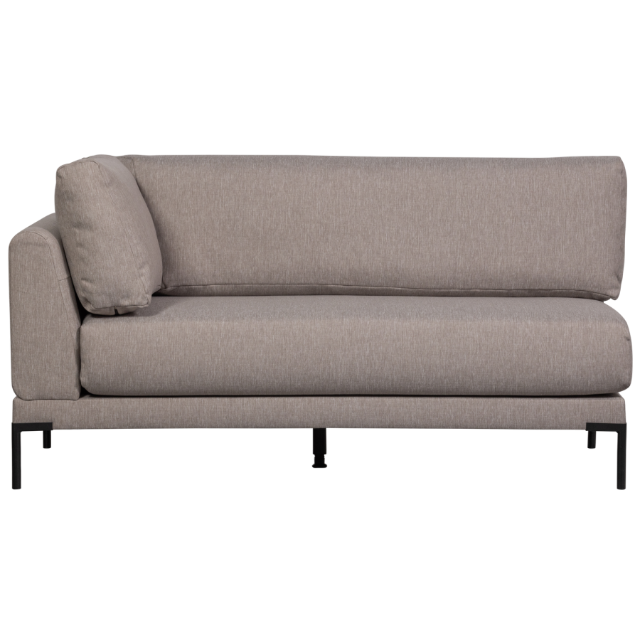 WOOOD Couple spisebnk, hjrne, hjre, m. hynder - taupe meleret melange stof og sorte ben