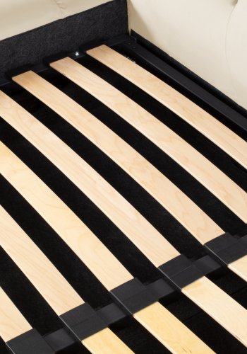 MICADONI Mamaia sengeramme, med dobbel sengegavl og lameller - beige flyel (160x200)