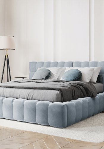 MICADONI Mamaia sengeramme, med dobbel sengegavl og lameller - bl flyel (160x200)