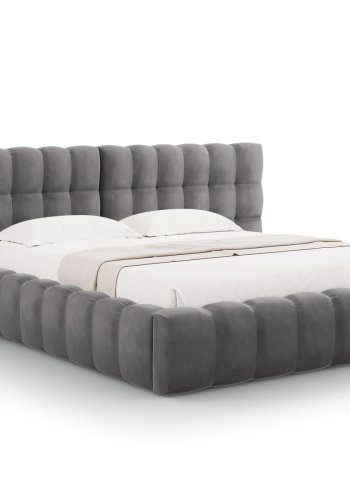 MICADONI Mamaia sengeramme, med dobbel sengegavl og lameller - gr flyel (180x200)