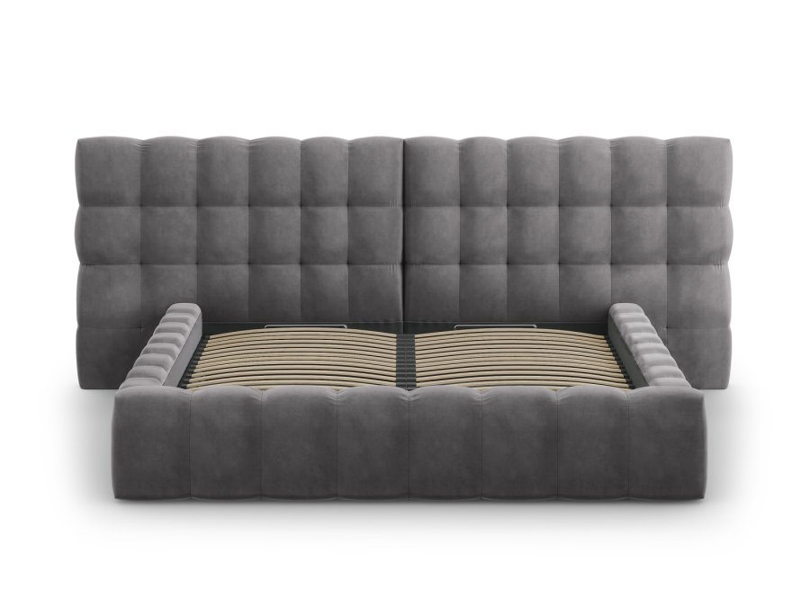 MICADONI Mamaia sengeramme, med dobbel sengegavl og lameller - gr flyel (180x200)